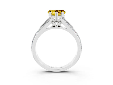 White gold Heart Cut Yellow Sapphire Split Shank Engagement Ring with Pavé Band_27