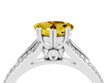 White gold Heart Cut Yellow Sapphire Split Shank Engagement Ring with Pavé Band_28