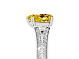 White gold Heart Cut Yellow Sapphire Split Shank Engagement Ring with Pavé Band_29