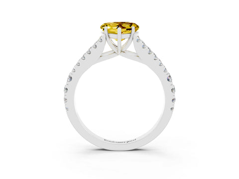 White gold Heart Cut Yellow Sapphire Split Shank Pavé Engagement Ring with Four-Prong Setting_15