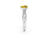 White gold Heart Cut Yellow Sapphire Three-Stone Ring with Pavé Split Shank and Four-Prong Setting_32