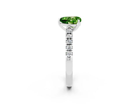 White gold Heart Cut {stone} Solitaire Ring with Pavé Band and Four Prong Setting_14