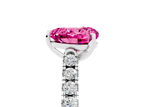 White gold Heart Cut {stone} Solitaire Ring with Pavé Band and Four Prong Setting_17