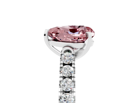 White gold Heart Cut {stone} Solitaire Ring with Pavé Band and Four Prong Setting_17
