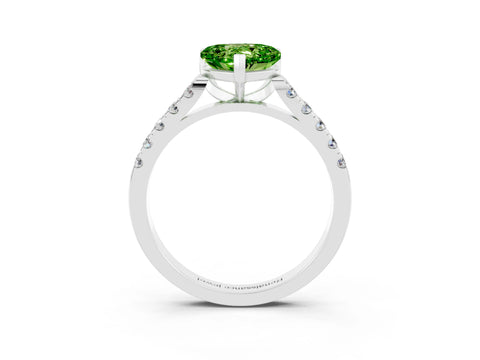 White gold Heart Cut {stone} Solitaire Ring with Pavé Band and Four Prong Setting_3
