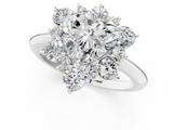 White gold Heart Diamond Cluster Halo Ring with Solitaire Band and Four-Prong Setting_21