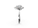 White gold Heart Diamond Cluster Halo Ring with Solitaire Band and Four-Prong Setting_22