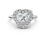 White gold Heart Diamond Cluster Halo Solitaire with Four-Prong Setting_76