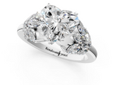 White gold Heart Diamond Cluster Leaf Design Ring with Prong Setting_66