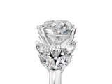 White gold Heart Diamond Cluster Leaf Design Ring with Prong Setting_70