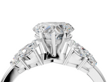 White gold Heart Diamond Cluster Leaf Design Ring with Prong Setting_71