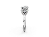 White gold Heart Diamond Cluster Leaf Design Ring with Prong Setting_72