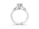 White gold Heart Diamond Cluster Leaf Design Ring with Prong Setting_73