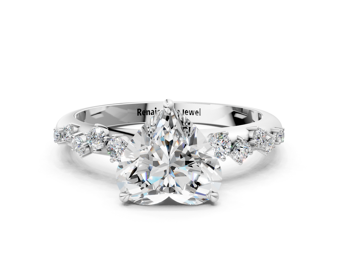 White gold Heart Diamond Cluster Prong-Set Solitaire Ring_60