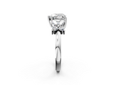 White gold Heart Diamond Floral Cluster Ring with Solitaire Band and Prong Setting_76