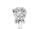 White gold Heart Diamond Floral Cluster Ring with Solitaire Band and Prong Setting_79