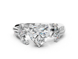 White gold Heart Diamond Floral Vine Solitaire Engagement Ring_4