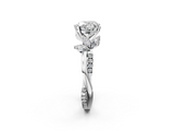White gold Heart Diamond Floral Vine Solitaire Engagement Ring_6