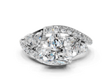 White gold Heart Diamond Halo Ring with Marquise and Pavé Band in Prong Setting_70