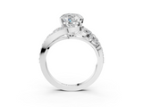 White gold Heart Diamond Halo Ring with Marquise and Pavé Band in Prong Setting_70