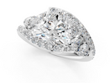 White gold Heart Diamond Halo Ring with Marquise and Pavé Band in Prong Setting_71