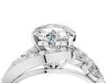White gold Heart Diamond Halo Ring with Marquise and Pavé Band in Prong Setting_71