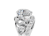 White gold Heart Diamond Halo Ring with Marquise and Pavé Band in Prong Setting_72