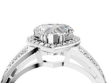 White gold Heart Diamond Halo Ring with Split Shank Pavé Band and Four-Prong Setting_10