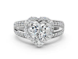White gold Heart Diamond Halo Ring with Split Shank Pavé Band and Four-Prong Setting_6