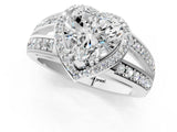 White gold Heart Diamond Halo Ring with Split Shank Pavé Band and Four-Prong Setting_7