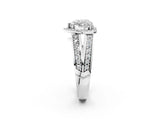 White gold Heart Diamond Halo Ring with Split Shank Pavé Band and Four-Prong Setting_8