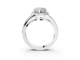 White gold Heart Diamond Halo Ring with Split Shank Pavé Band and Four-Prong Setting_9