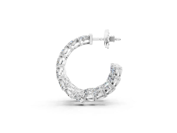 Platinum Heart Diamond Huggie Hoop Earrings