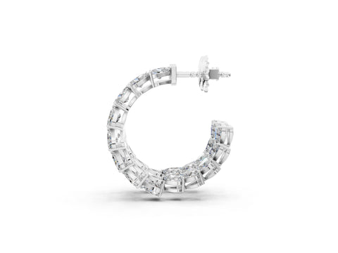 White gold Heart Diamond Huggie Hoop Earrings_1