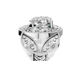 White gold Heart Diamond Milgrain Marquise Filigree Engagement Ring with Prong Setting_11