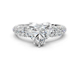 White gold Heart Diamond Pavé Band Solitaire Ring with Four-Prong Setting_49