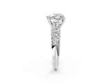 White gold Heart Diamond Pavé Band Solitaire Ring with Four-Prong Setting_51