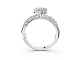 White gold Heart Diamond Pavé Band Solitaire Ring with Four-Prong Setting_52