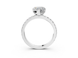 White gold Heart Diamond Pavé Band Solitaire with Four-Prong Setting_214