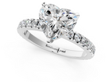 White gold Heart Diamond Pavé Band Solitaire with Four-Prong Setting_215