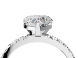 White gold Heart Diamond Pavé Band Solitaire with Four-Prong Setting_215