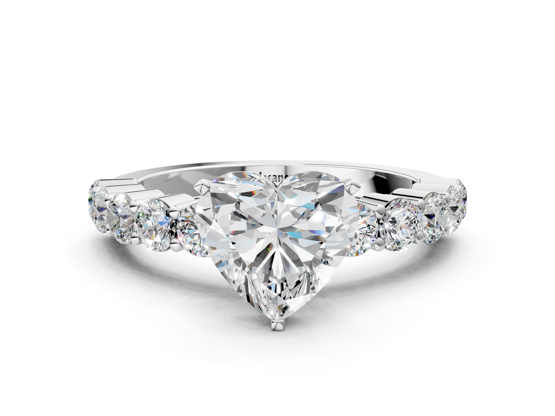 White gold Heart Diamond Pavé Band Solitaire with Four-Prong Setting_38