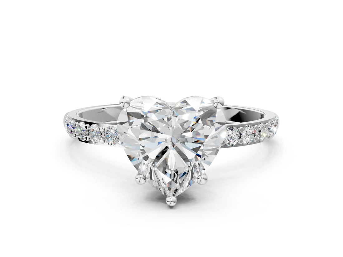 White gold Heart Diamond Pavé Band with Six-Prong Setting_45