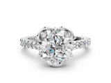 White gold Heart Diamond Pave Band with Floral Prong Setting_28