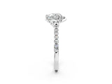 White gold Heart Diamond Pave Band with Floral Prong Setting_30
