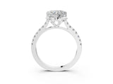 White gold Heart Diamond Pave Band with Floral Prong Setting_31