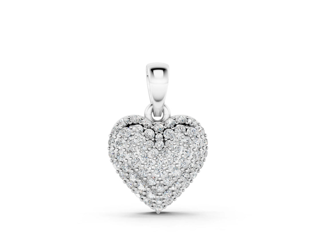 White gold Heart Diamond Pendant with Pavé Setting_11