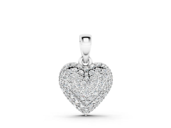 White gold Heart Diamond Pendant with Pavé Setting