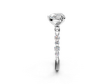 White gold Heart Diamond Prong Set Engagement Ring with Pave Band_184