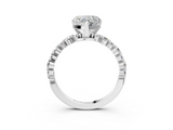 White gold Heart Diamond Prong Set Engagement Ring with Pave Band_185